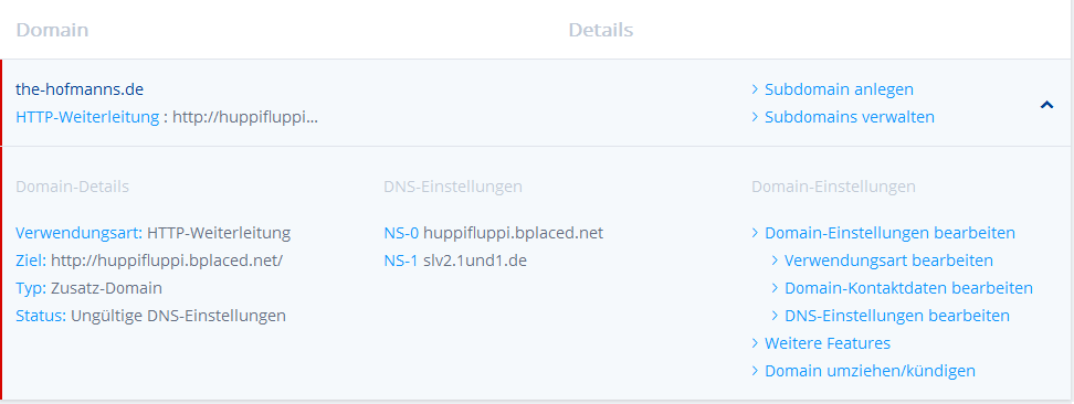 1und1 Dns Eintrag Allgemeiner Support Bplaced Community Forum